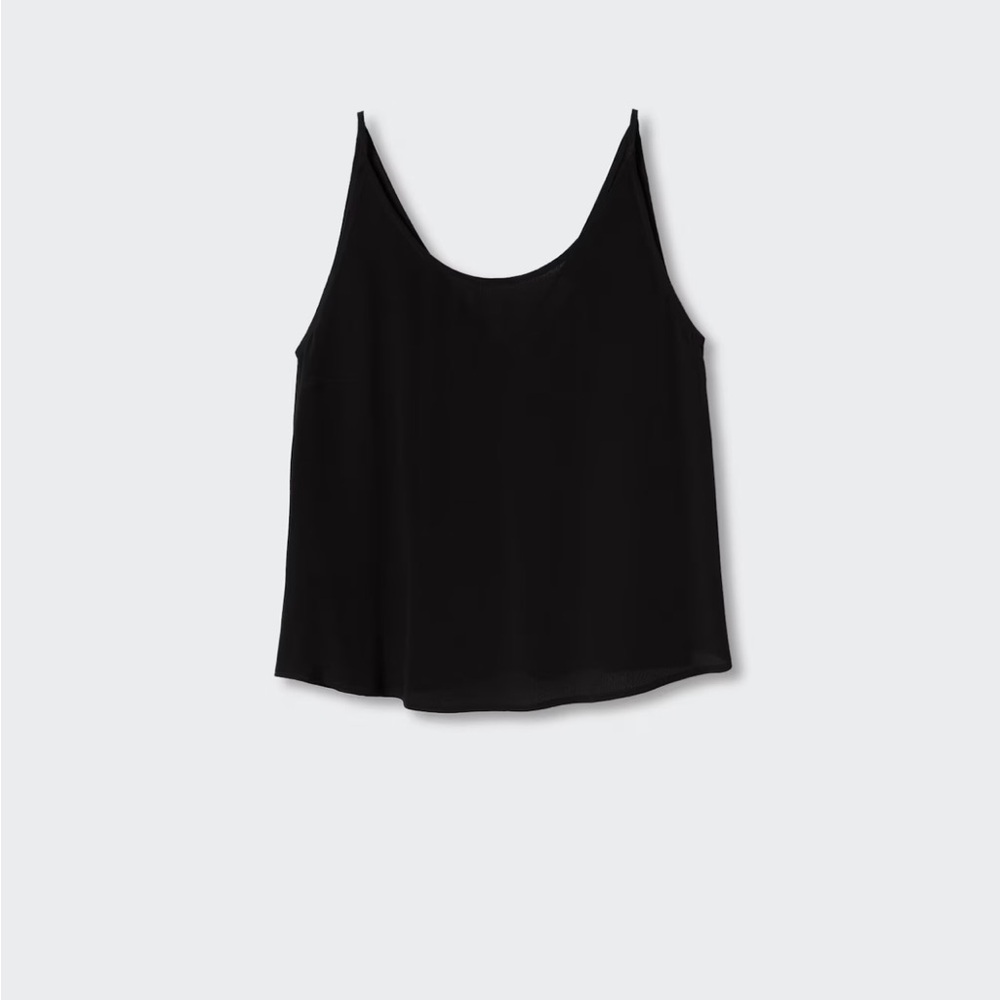 NWOT MANGO Back V-Neck Top, Size S, Color Black